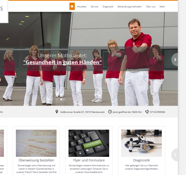 Medicross-Zentrum Orthopädie Sportorthopädie Unfallchirurgie Chirurgie Neckarsulm Website Homepage Relaunch