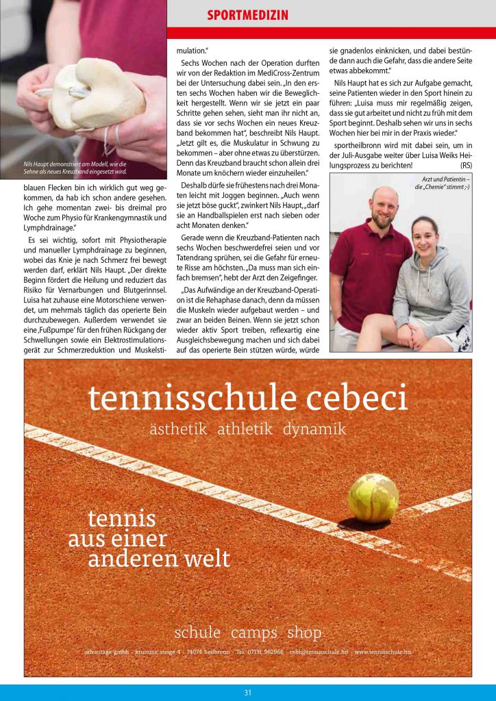Medicross-Zentrum Orthopädie Sportorthopädie Unfallchirurgie Chirurgie Neckarsulm Boris Brand Kreuzbandriss