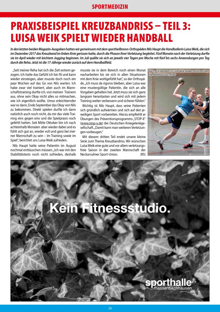 Medicross-Zentrum Orthopädie Sportorthopädie Unfallchirurgie Chirurgie Neckarsulm Boris Brand Kreuzbandriss