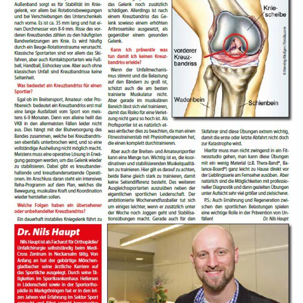 Medicross-Zentrum Orthopädie Sportorthopädie Unfallchirurgie Chirurgie Neckarsulm Knie Nils Haupt Kreuzband Kreuzbandriss